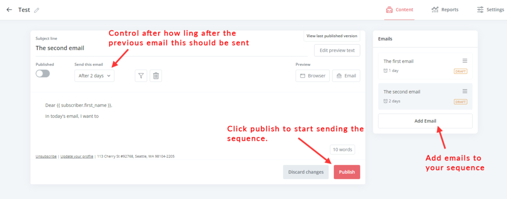 How to set up email sequence with convertkit