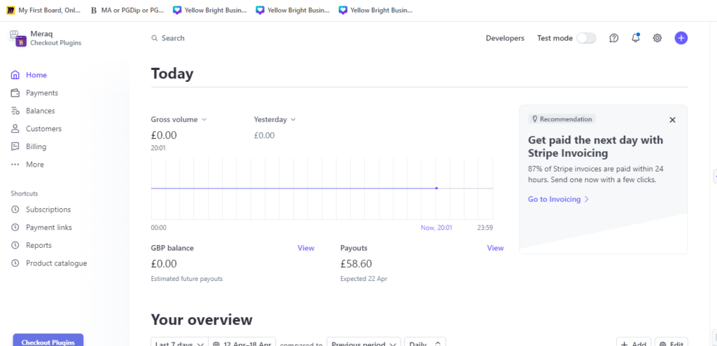 Stripe Account Dashboard