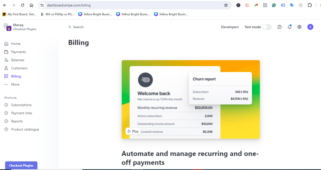 Stripe Billing Dashboard 